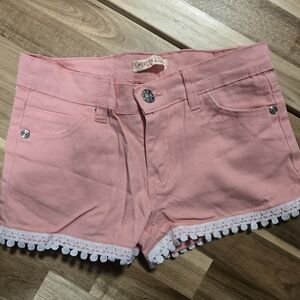 Charming Pink Kids Shorts with Lace Trim